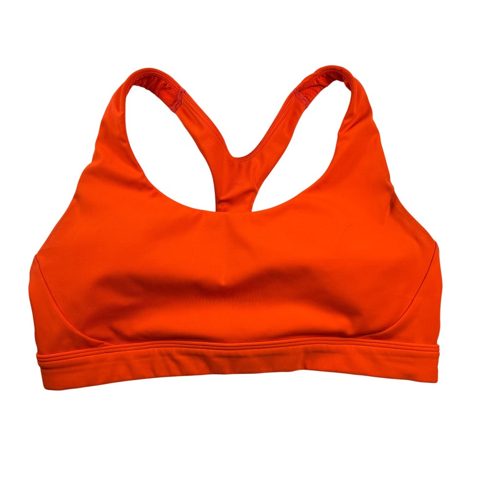 Athleta Womens Orange Racerback Mesh Panel Performance Sports Bra 0625